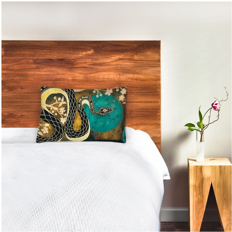 Blue Moon Serpent silk pillow sham
