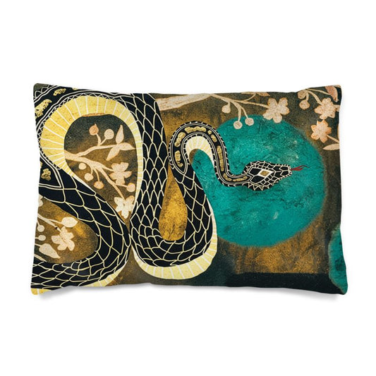 Blue Moon Serpent silk pillow sham