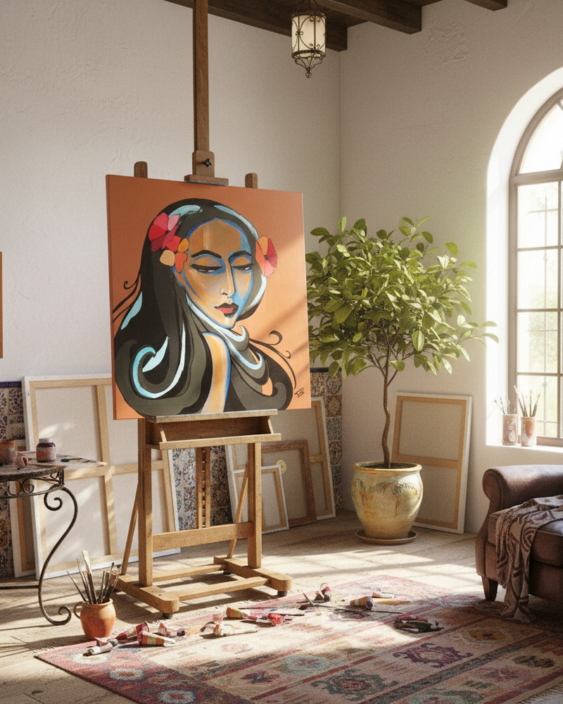 woman's face, painting