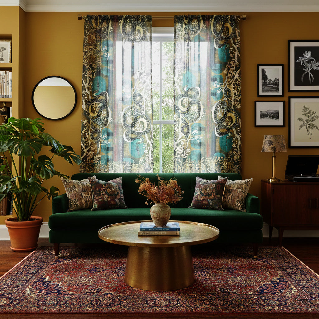 Blue Moon Serpent Curtain Voile Cotton