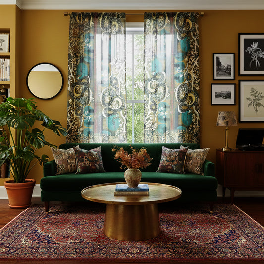 Blue Moon Serpent Curtain Voile Cotton