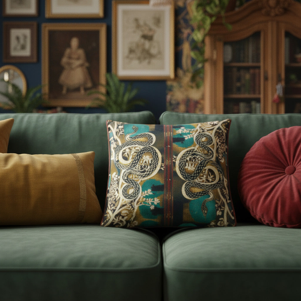 Blue Moon Serpent Accent Pillow Cover