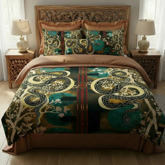Blue Moon Serpent silk duvet cover