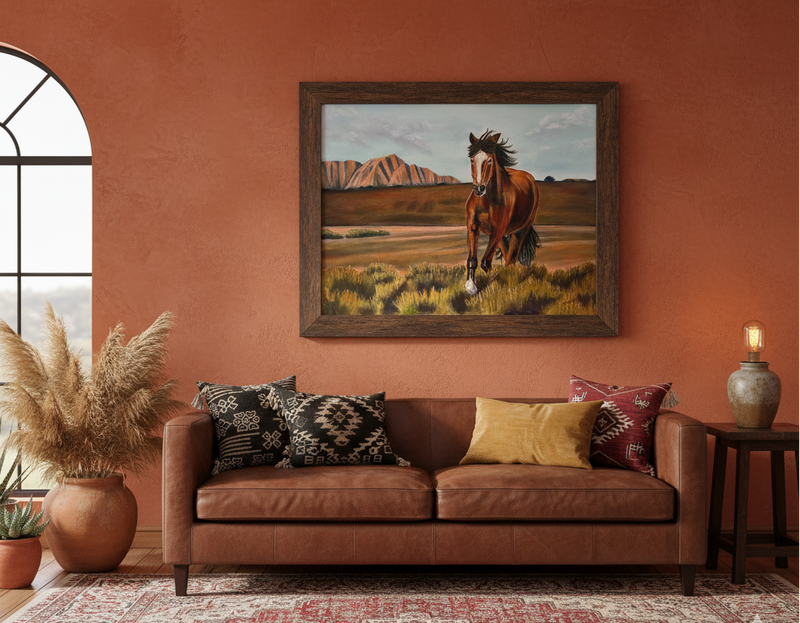 horse art, wild horse, Midwestern art, art ,painting